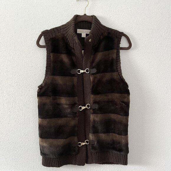 Michael michael kors Brown fur Buckle Vest NWT - Picture 1 of 8